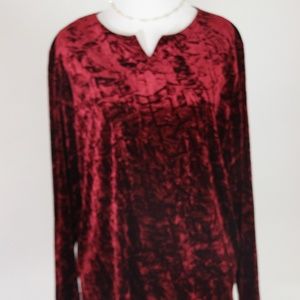 BECHAMEL Red/Burgundy Velvet Long Sleeve Top